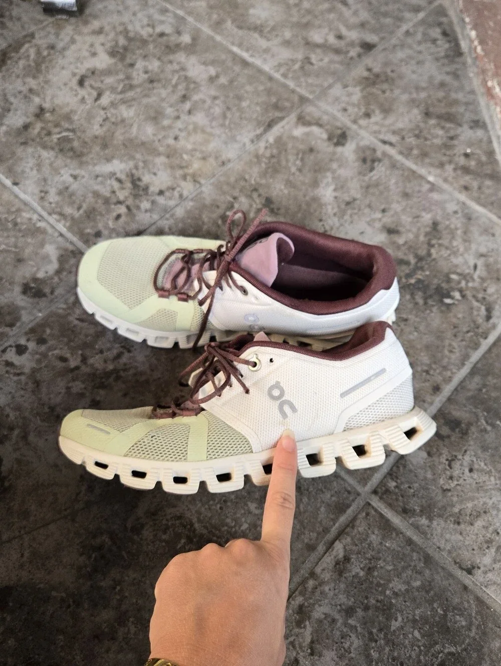 On Cloud 5 Running Shoes Sneakers Ice Haze White Green Plum Size 7.5 - Picture 9 of 14